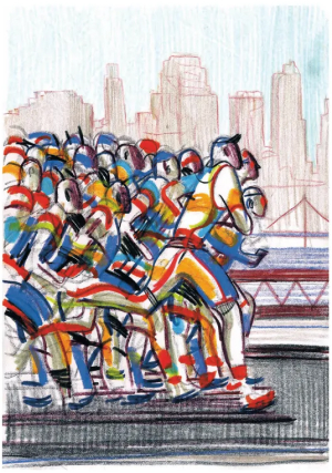 Bozzetto prparatorio a matite colorate della copertina intitolata “Rite of Fall”